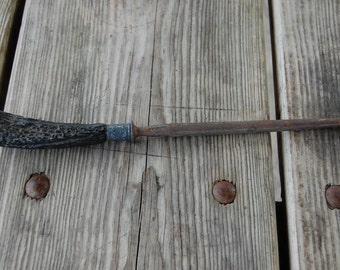 Antique Bone, Antler Handle Knife Sharpener, Vintage Steel Knife Sharpener