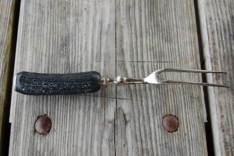 Vintage Bone, Antler Handle Knife Fork bild 5