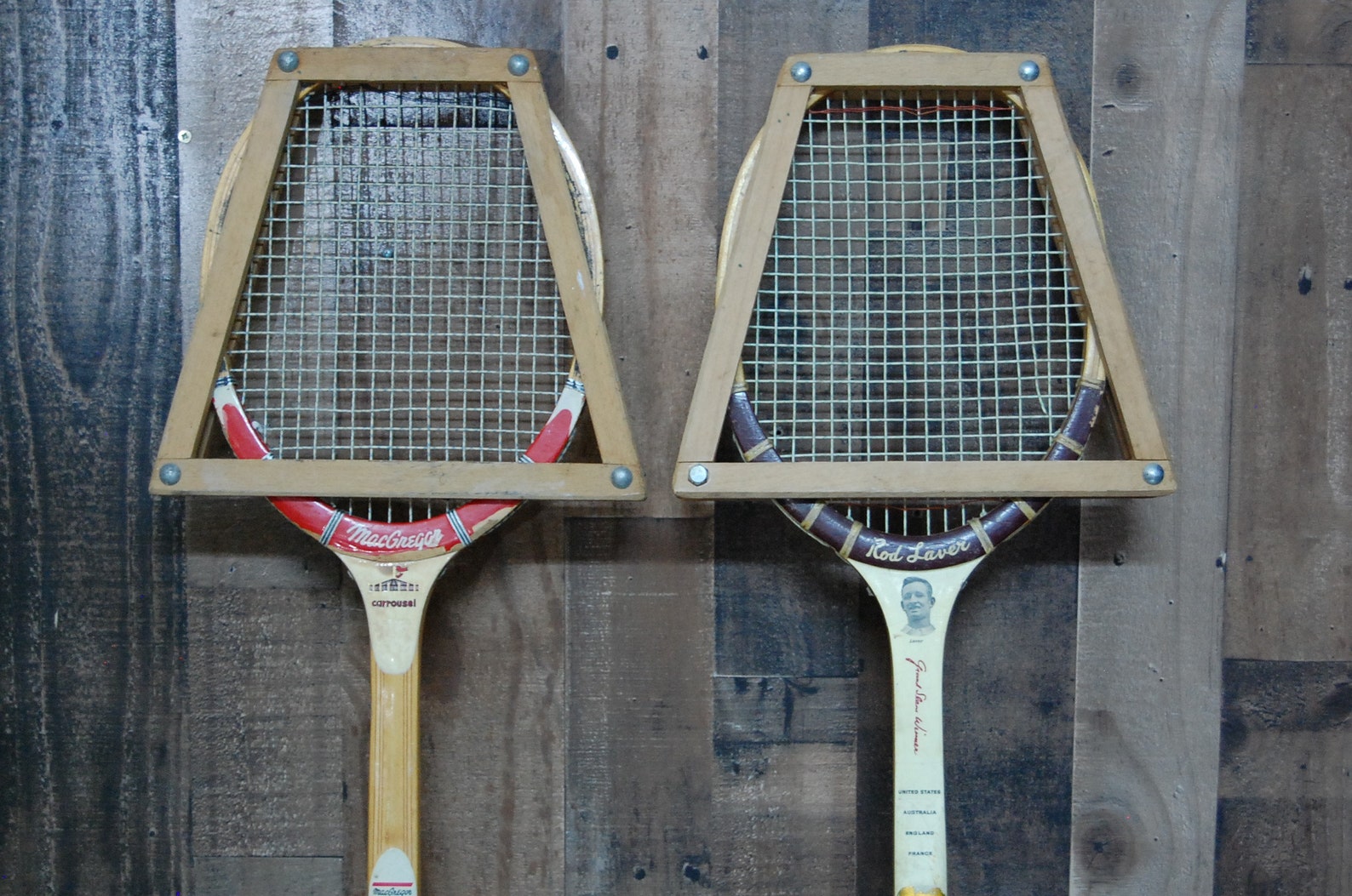 Vintage Pair Of Wood Tennis Rackets Wilson Rod Laver Etsy