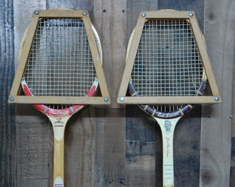 Raquette de tennis vintage MacGregor vers 1950 sur mesure avec housse