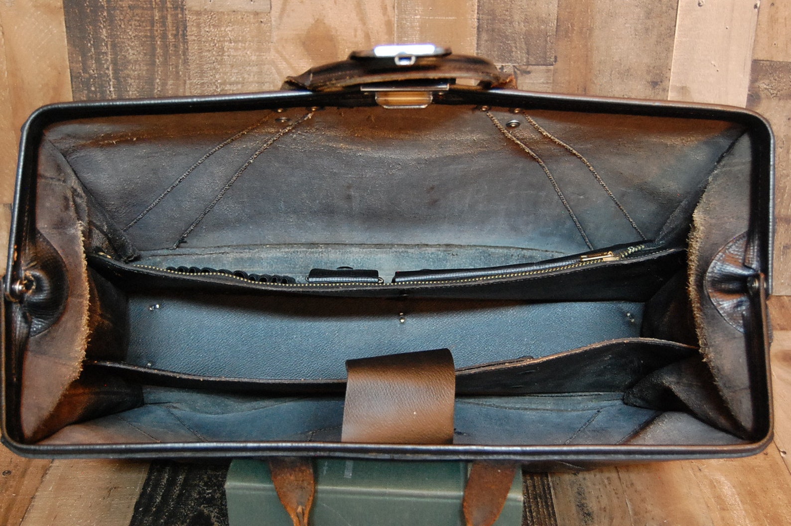 Vintage Military Leather Briefcase Large Military Issue Etsy