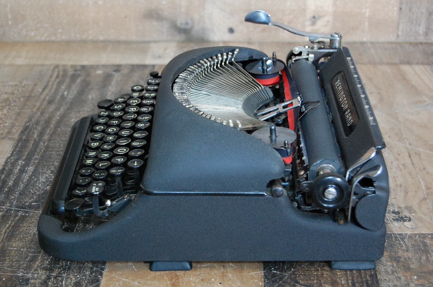 Vintage Remington Rand Deluxe Model 5 Typewriter, Blackand