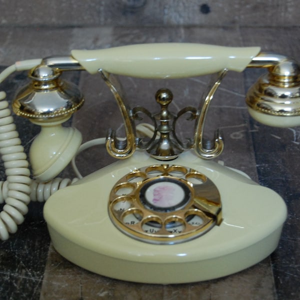Vintage  Princess Rotary Phone, vintage table phone, vintage Cutie phone, ivory table phone, phone restored works well, Free Shipping