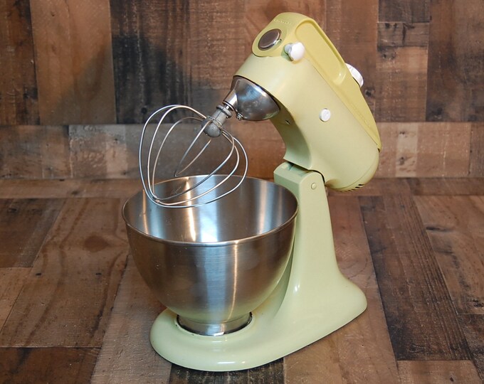 Vintage Kitchenaid Mixer, Vintage Yellow, Original Stainless Bowl and