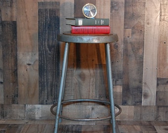 Vintage Industrial Metal Stool, Shop stool, Drafting Stool, Art Studio Stool, Crafting Stool.