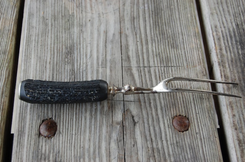 Vintage Bone, Antler Handle Knife Fork bild 2