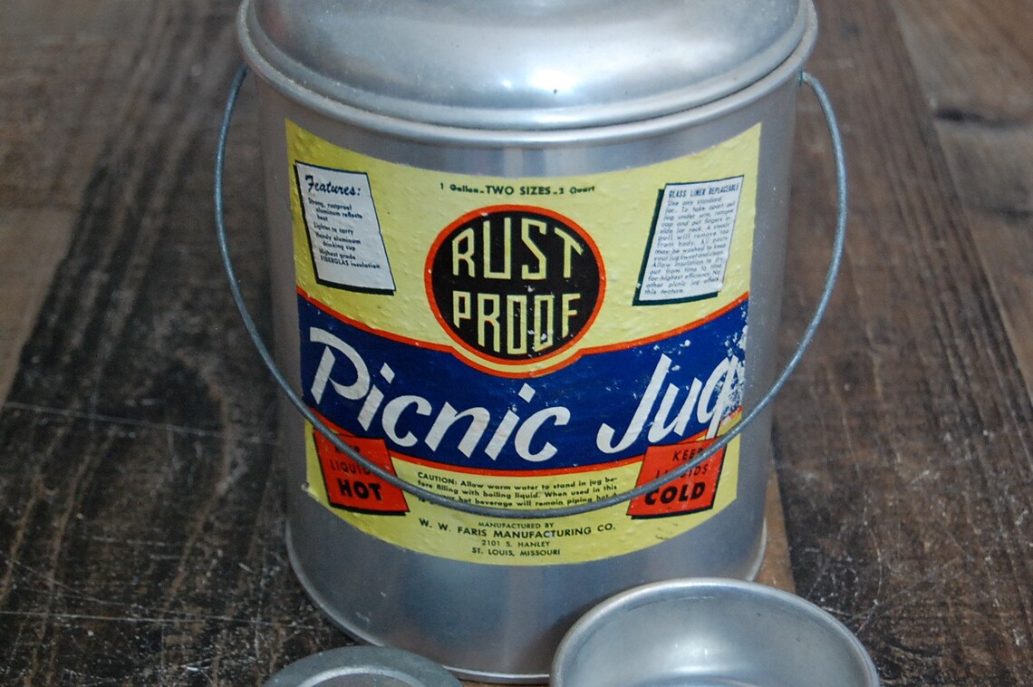 Vintage Picnic Jug vintage Faris rust proof thermos aluminum Etsy