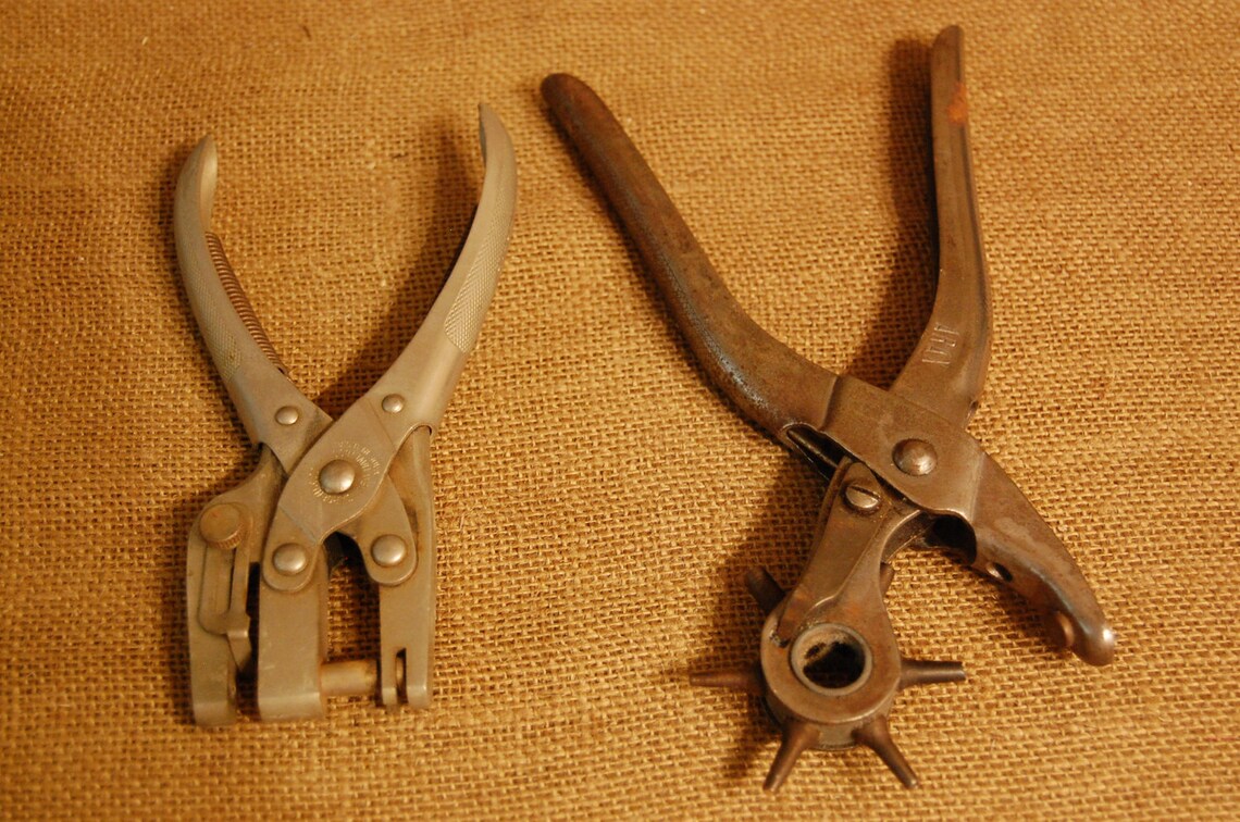 Vintage Pair of leather hole punch vintage metal hole punch Etsy