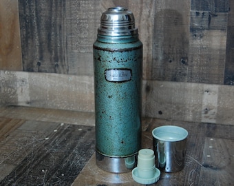 Vintage Stanley Thermos Great Worn Patina Stanley Green, good condition, has been coated to preserve patina. FREE SHIPPING.