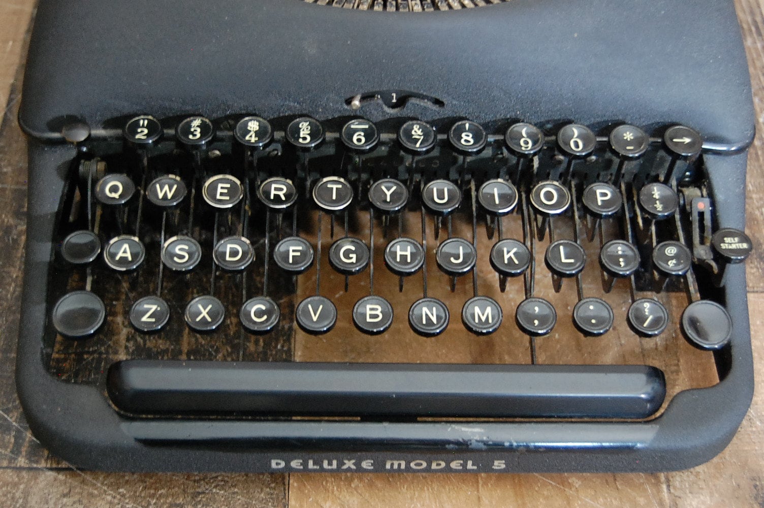 Vintage Remington Rand Deluxe Model 5 Typewriter, blackand
