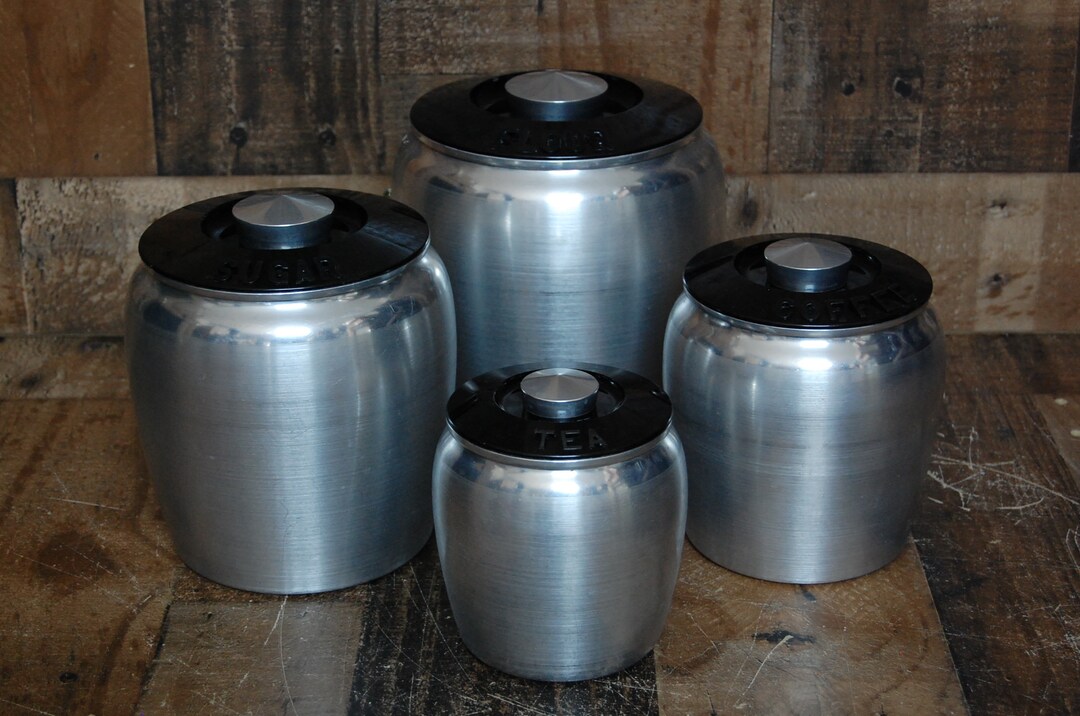 Vintage Kromex Canisters 1960's, Full Set Very Good Condition, Retro