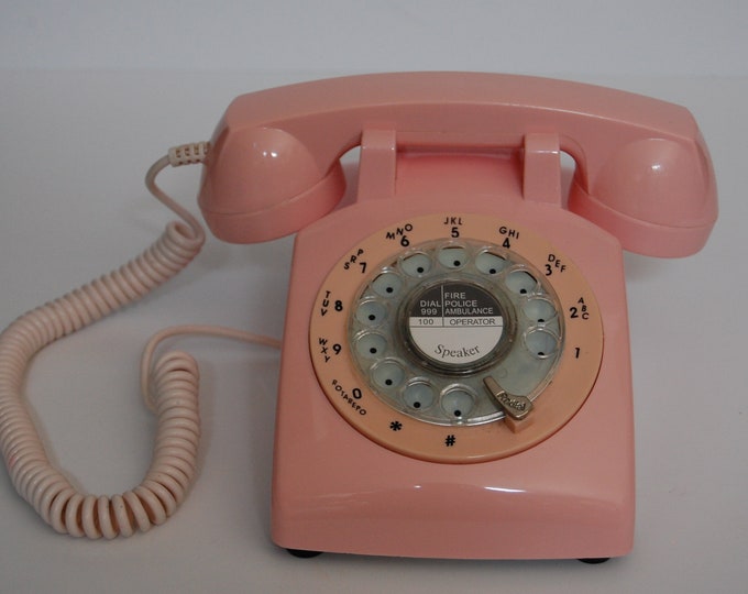 Vintage Pink Rotary Dial Phone, Table or Desk Phone, Pink Table, Desk ...