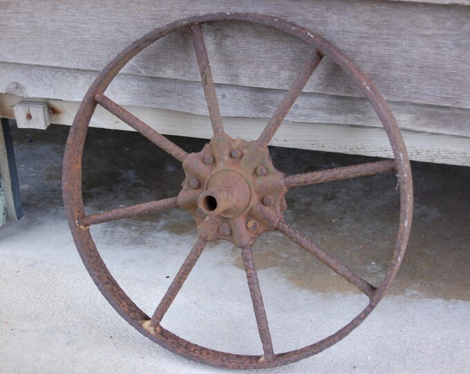 Vintage Iron Farm Wheel Antique Metal Decor Wheel Steel Etsy