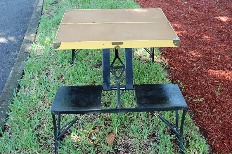 Vintage folding picnic table vintage folding table and four Etsy