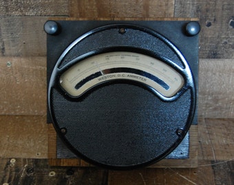 Vintage Weston Amp Meter in metal case, vintage Weston 1950's electronic amp meter with metal screw downs, Free Shipping