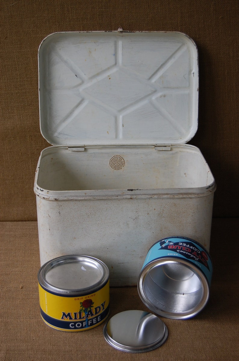Vintage Metal Tin Kitchen Storage Boxes Vintage Coffee Tins Etsy