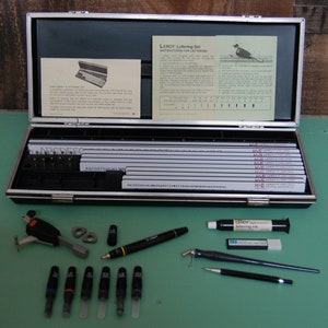 Vintage Drafting Lettering set, K&E Leroy complete set, includes ink and  pens, full set and case restored condition, FREE SHIPPING