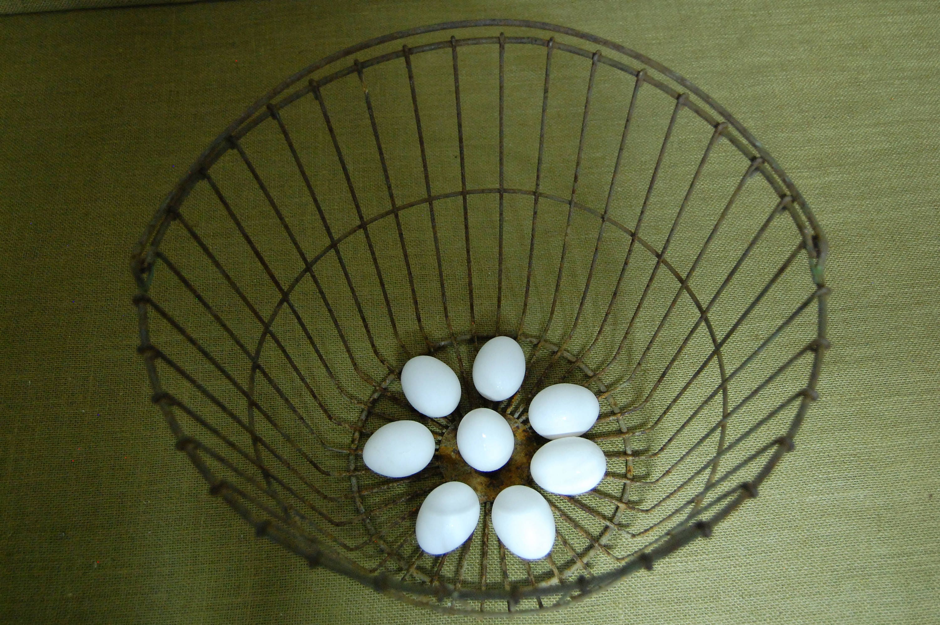 Antique Metal Egg Basket with handle vintage chicken egg Etsy