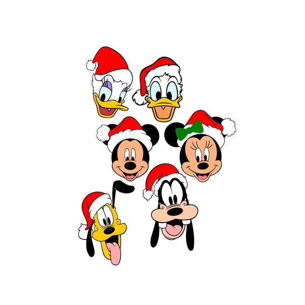 Mickey Mouse and Friends Christmas Head SVG File