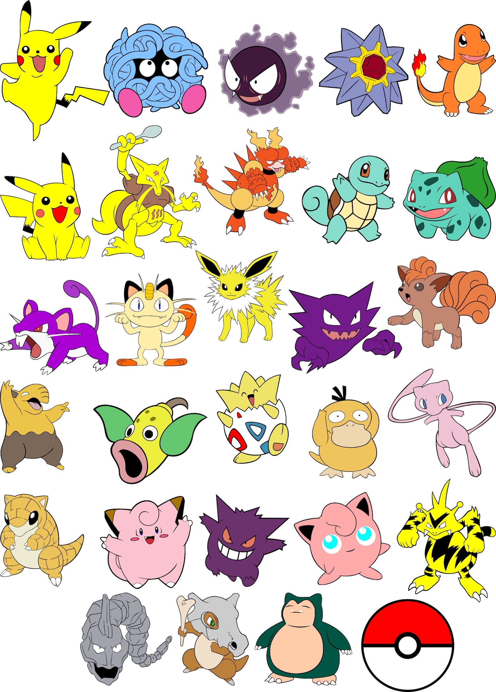 Pokemon SVG Datei-Verschiedene Zeichen - Etsy.de