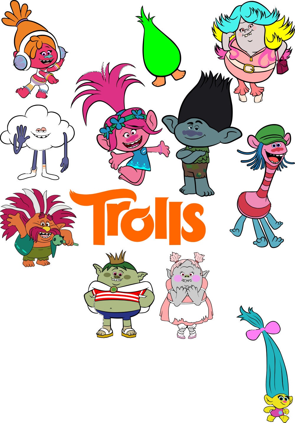 Trolls Bridget Lady Glitter Sparkles & Poppy Troll Figures