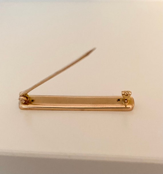 14K Gold Krementz Bar Pin - image 4