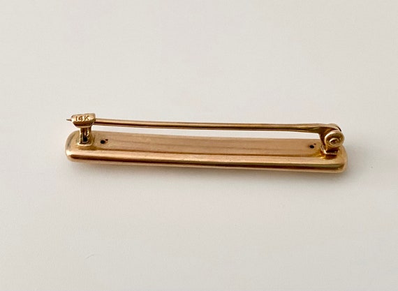 14K Gold Krementz Bar Pin - image 3