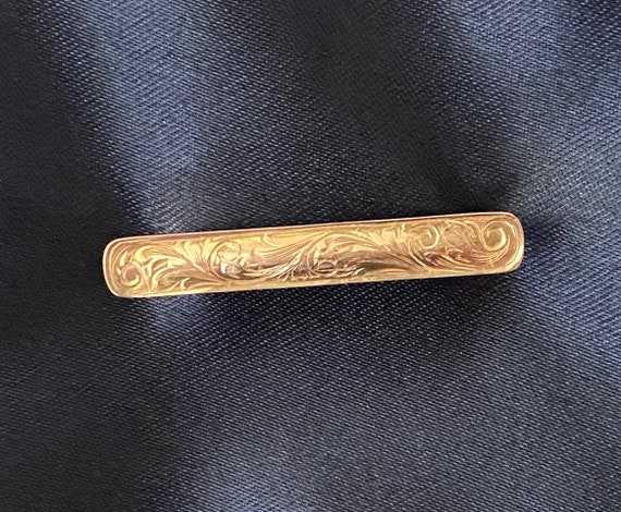 14K Gold Krementz Bar Pin - image 2