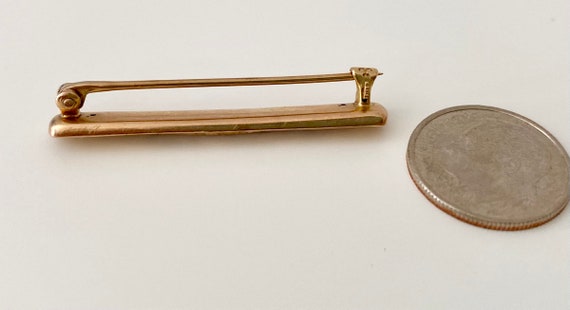 14K Gold Krementz Bar Pin - image 7