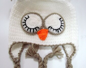 Kids hat, baby hat with earflaps Hat OWL