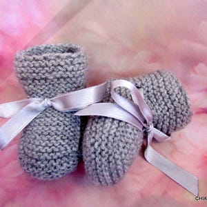 Unisex baby booties/knitted baby booties/photo prop booties/baby boots/ baby slippers/christening booties/baby shower gift/Ugg booties image 4