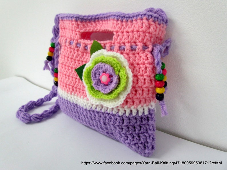 Crochet Purse girl. Crochet Clutch. Children's Crochet Purse.Crochet bag for girls.Birthday gift. image 4