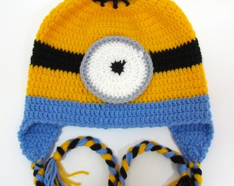 Minion Hat, Minions, Kevin, King Bob With Crown, Stuart, Prehistoric Minion Hats, Halloween Costumes, Character Earflap Hat