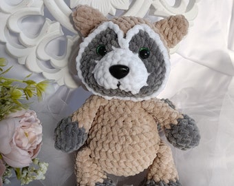 crochet plush raccoon toy, little cute raccoon amigurumi,handmade gift,soft plush toy, perfect gift