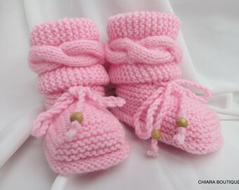 Hand knitted baby booties, knit booties knitted baby booties, pink knit booties, boots for baby