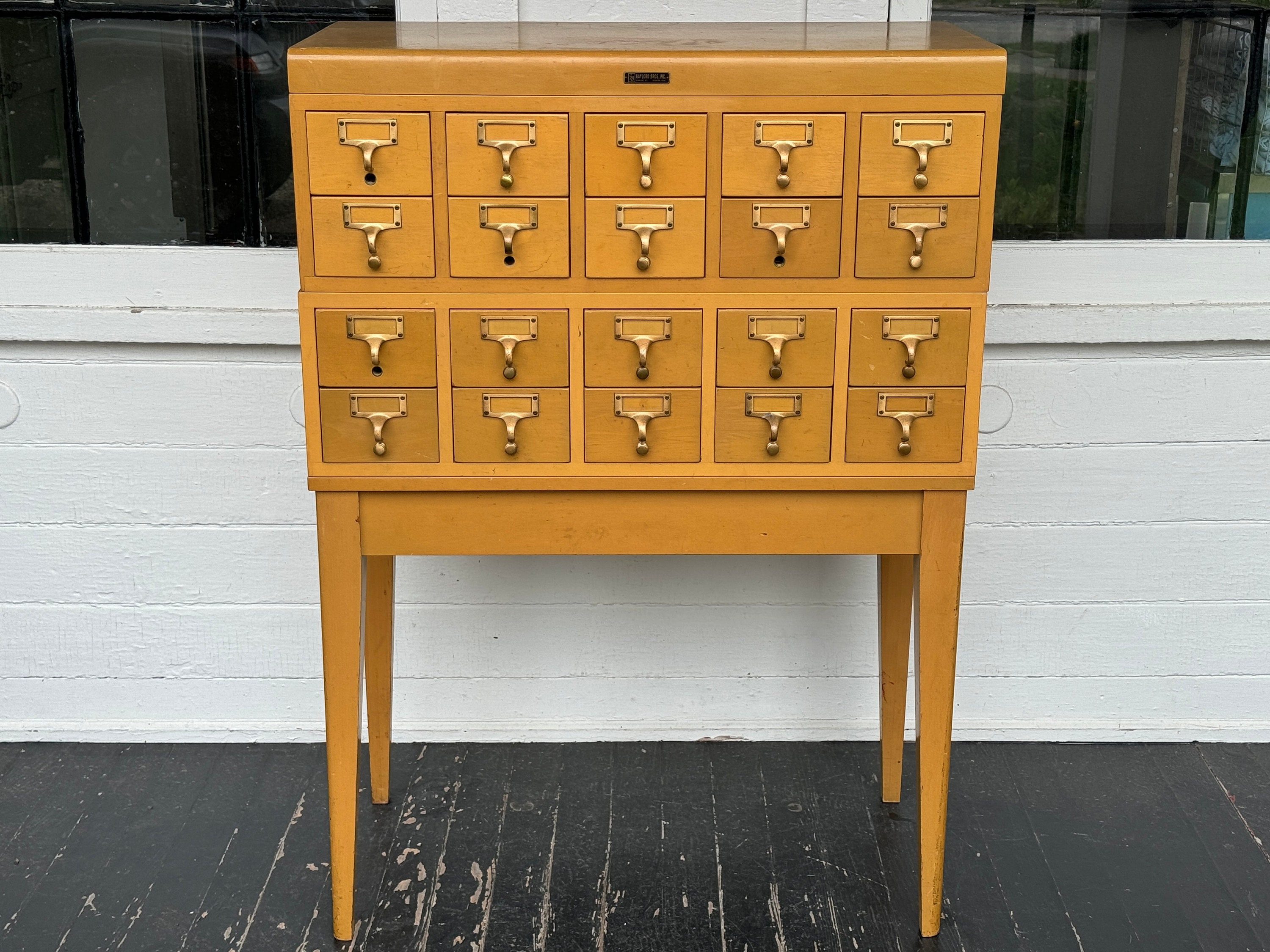 Library Card Catalog ~ Gaylord Brothers MCM 20 Drawer Library Wood