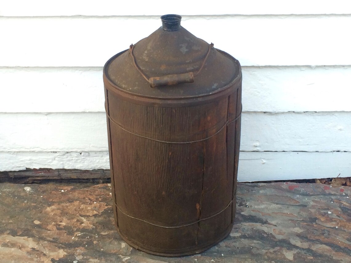 Primitive wood kerosene can 5 gallon antique railroad Etsy