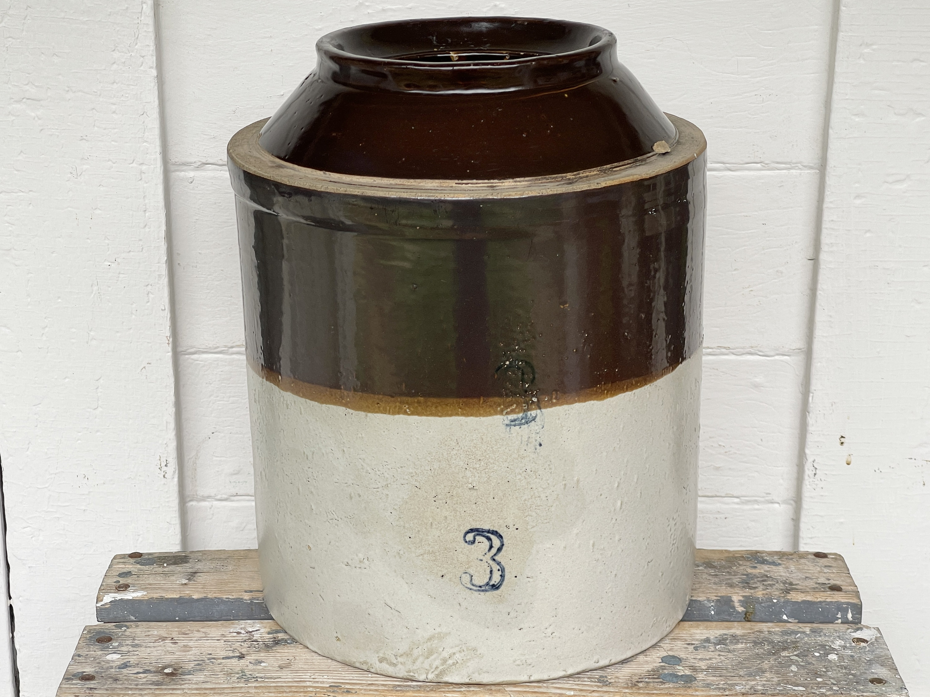 Antique 3 Gallon Stoneware Crock