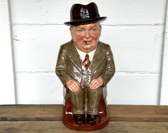 rare Royal Doulton Toby Jug ~ 1956 Cliff Cornell in the tan suit ~ commissioned toby jug in likeness of Winston Churchill ~ B33