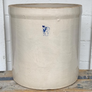 antique crock ~ 3 gallon crock with a blue 3 ~ pickling crock ~ stoneware crock ~ large crock ~ pickle crock ~ farmhouse antiques
