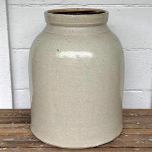 antique crock ~ 2 gallon crock in an uncommon shape ~ stoneware crock ~ primitive antiques ~ pickle crock ~ farmhouse antiques