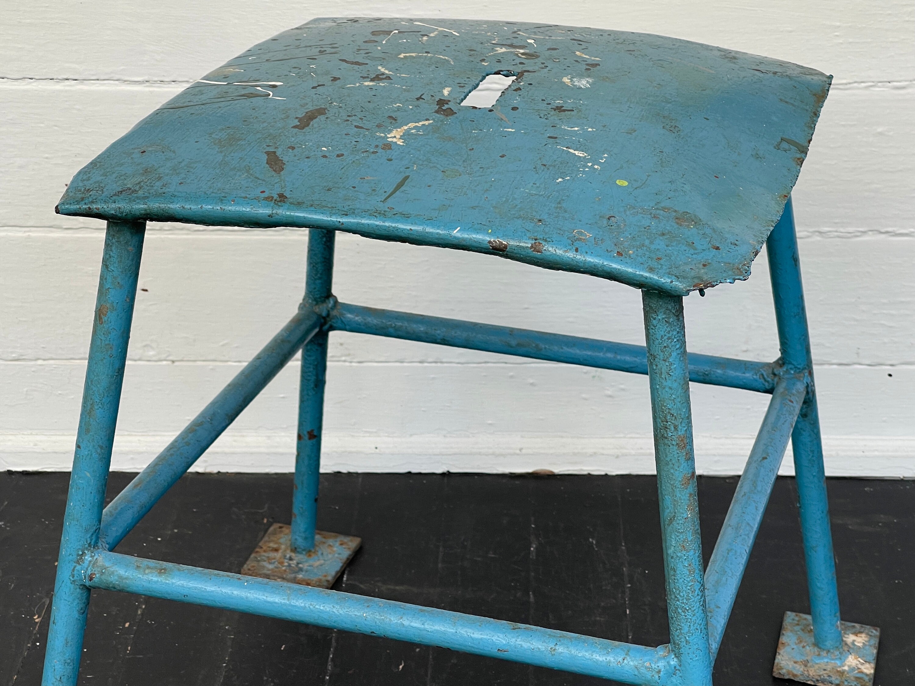 Antique stool heavy duty blue steel stool 20 Etsy