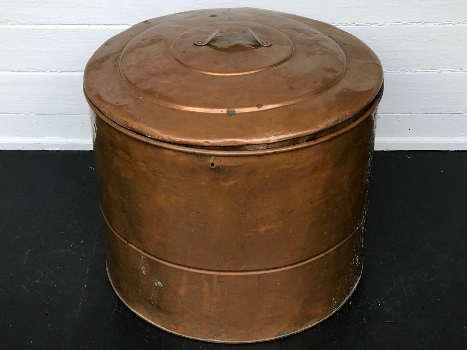Copper tub with lid antique copper wash tub primitive Etsy