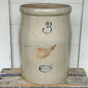 Olla antigua ~ Olla para mantequilla Red Wing de 3 galones ~ Olla de gres ~ Olla para encurtidos ~ Olla vintage ~ Olla grande ~ Antigüedades de granja