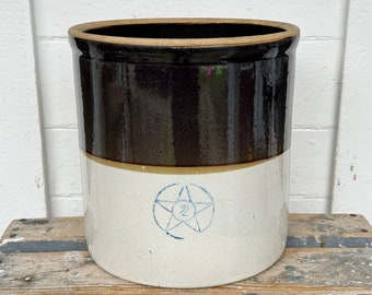 antique crock ~ 2 gallon crock by Star Stoneware in Crooksville Ohio ~ pickling crocks ~ stoneware crocks ~ farmhouse antiques