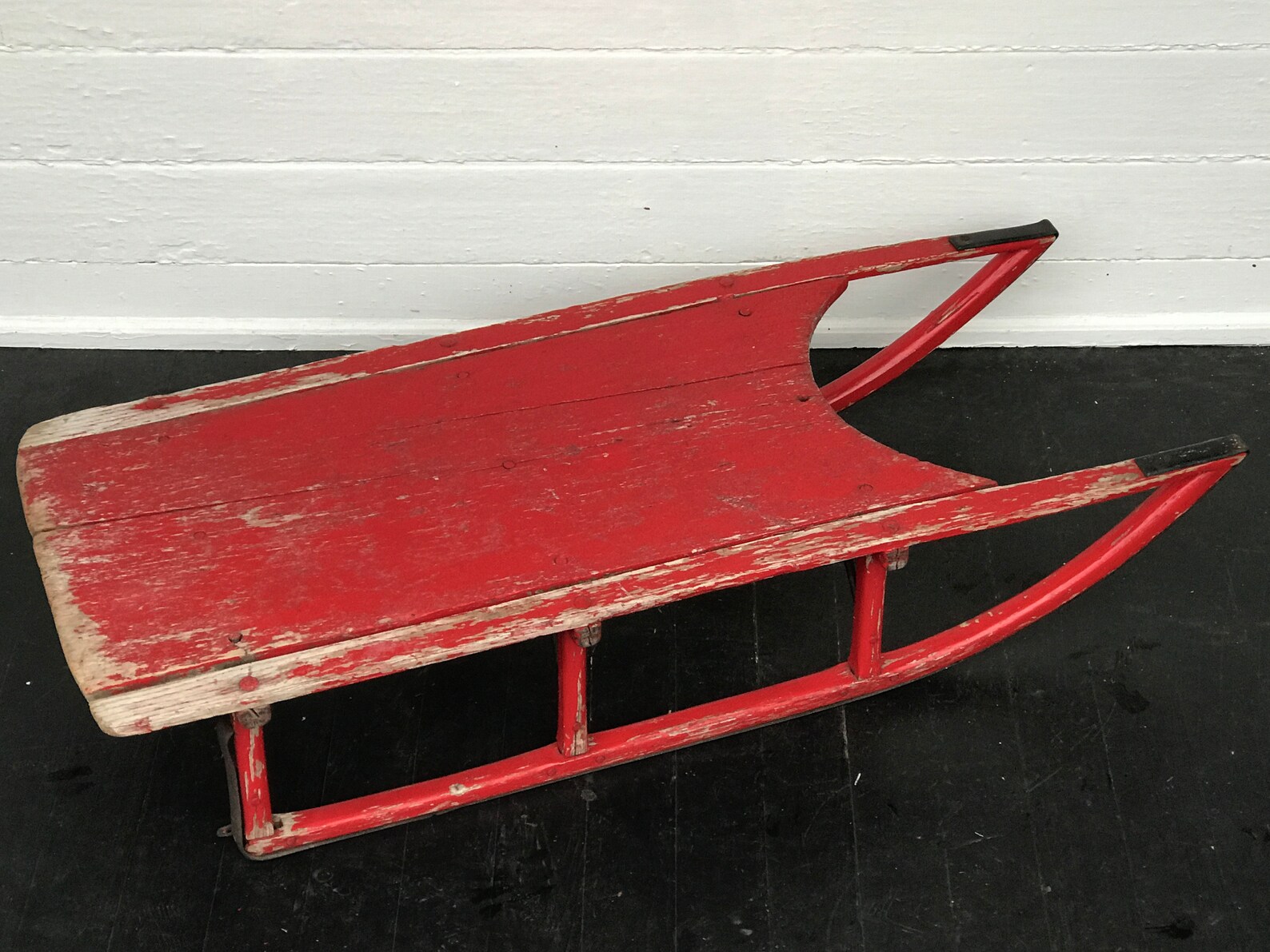 Primitive Sled Antique Sled With Handmade Nails and Worn Red Etsy