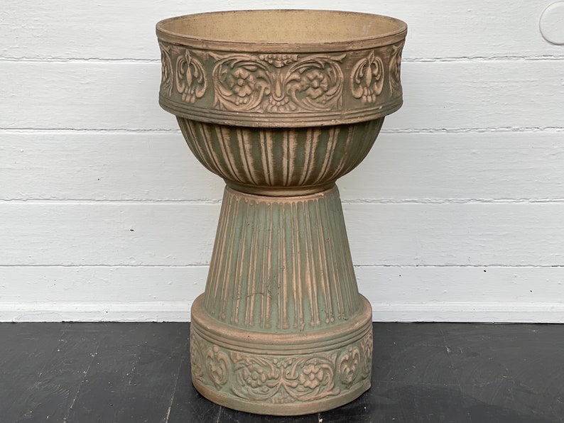 Jardiniere With Pedestal Antique Brush Ware Flower Pot With - Etsy
