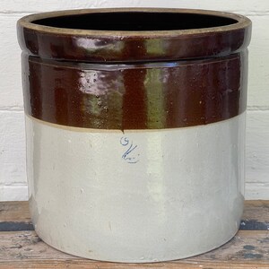 antique crock ~ 2 gallon crock ~ pickling crock ~ stoneware crock ~ vintage crocks ~ large crocks ~ farmhouse antiques