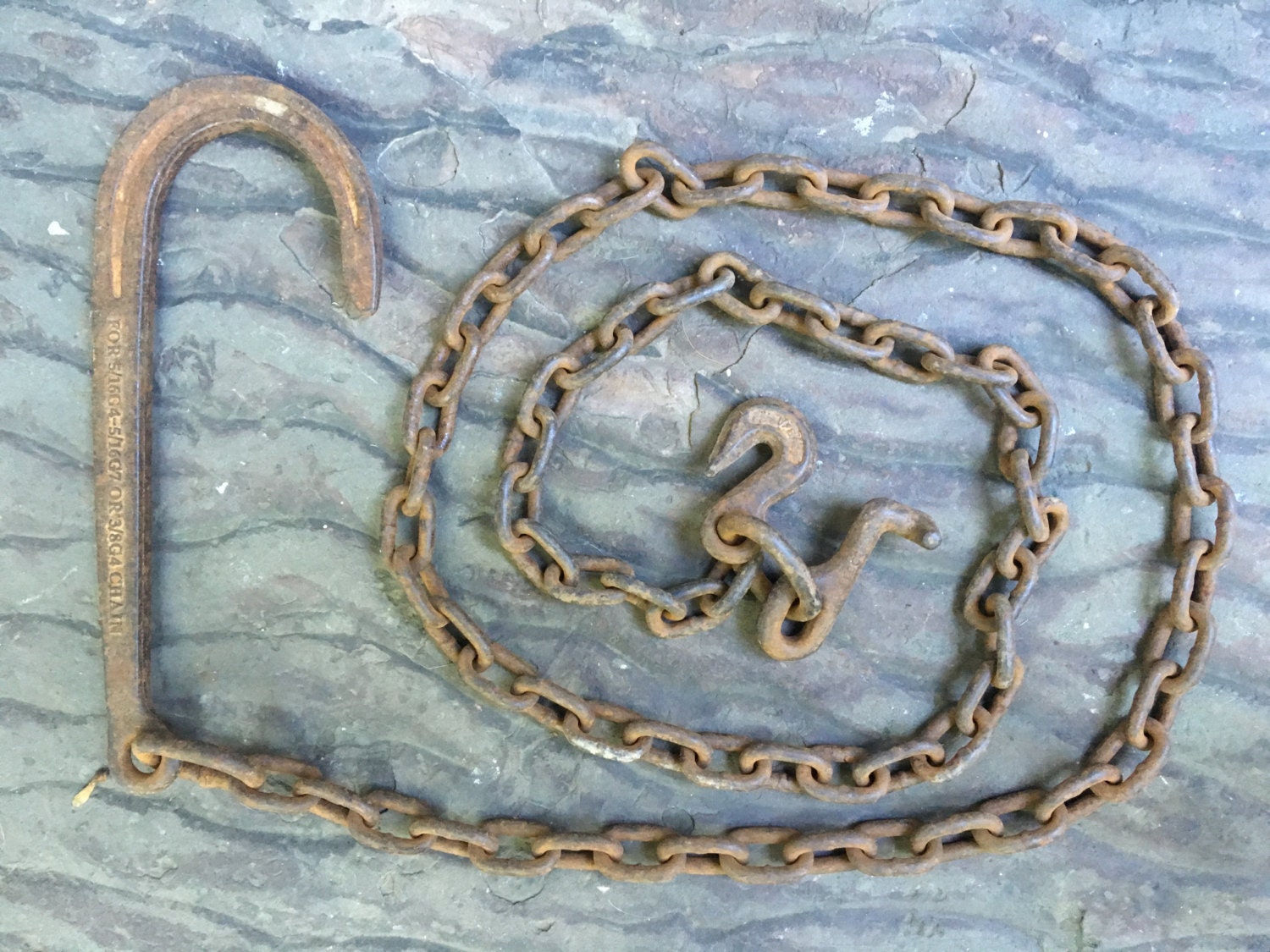 rustic chain with hooks 9'7 B/A wrecker chain with Etsy