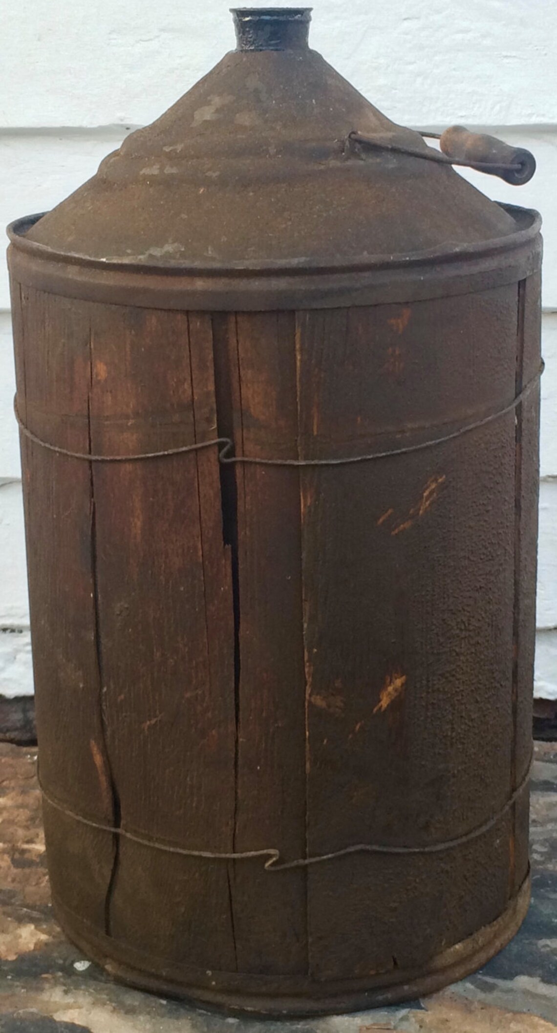 Primitive wood kerosene can 5 gallon antique railroad Etsy